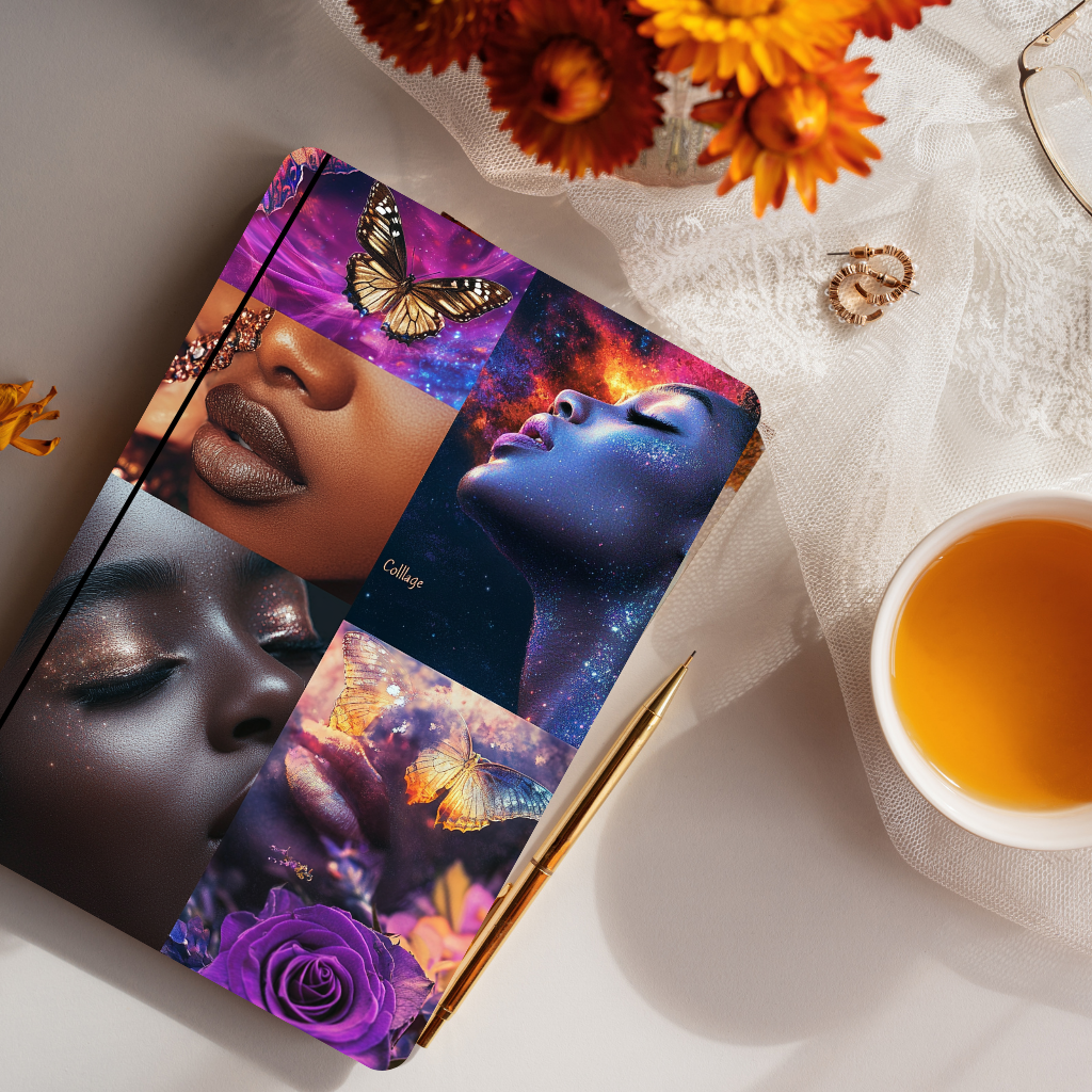 Celestial Glow: The Cosmic Collage Printable Journal Cover