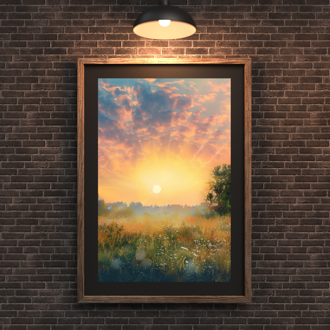 Golden Meadow Sunrise – Peaceful Field with Wildflowers | Digital Download | Magical Whispers and Charming Wishes, LLC™