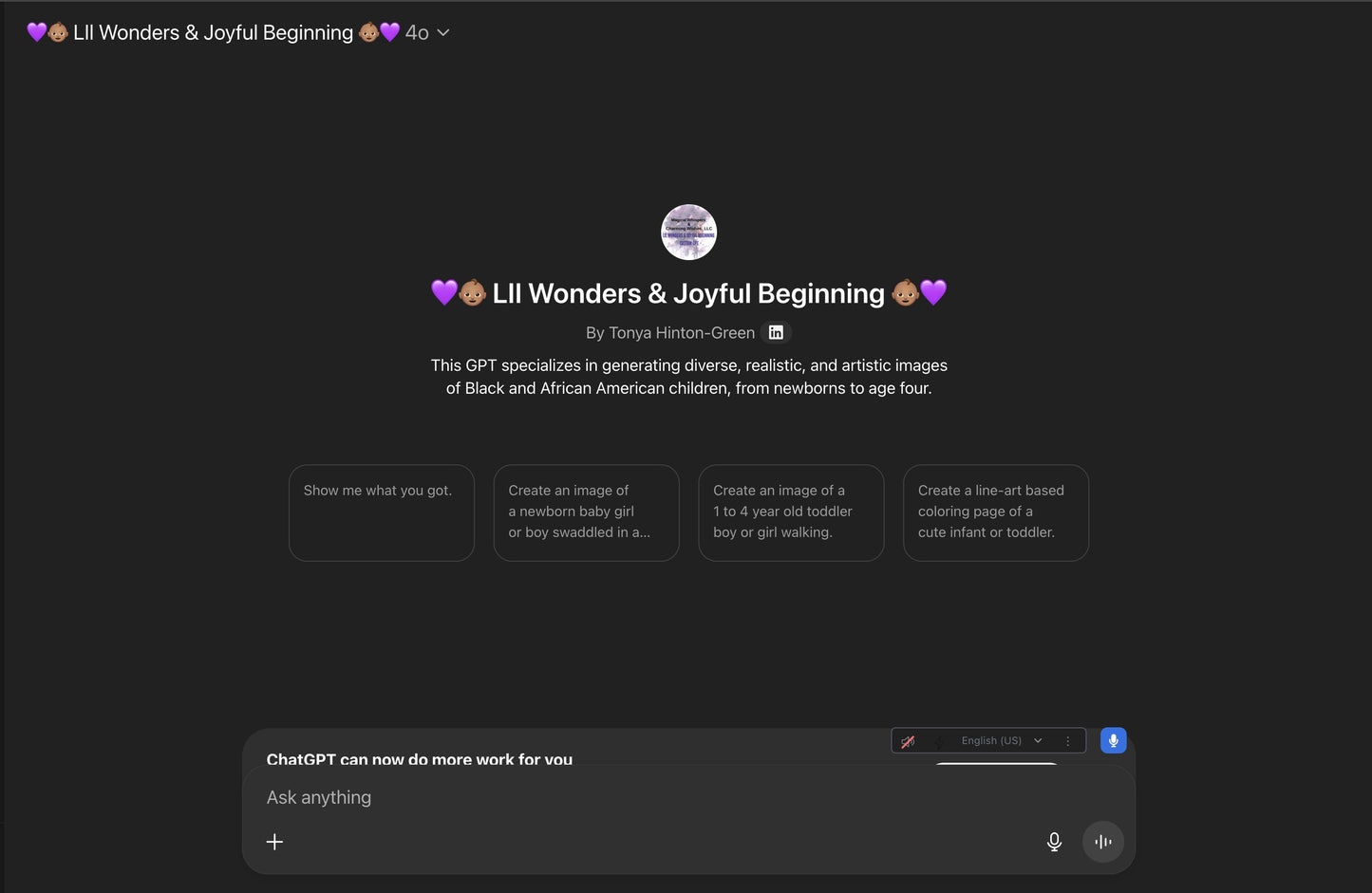 Lil Wonders & Joyful Beginnings | Realistic Image Creator for Black Babies, Toddlers & Kinders | Custom GPT