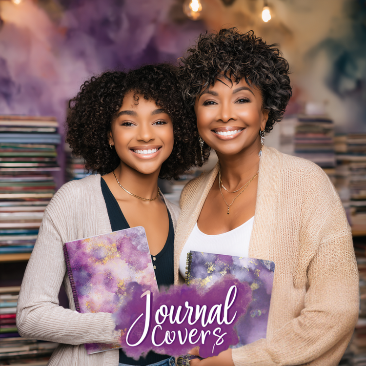 Afrocentric printable journal covers featuring Black beauty, strength, and creativity. Perfect for bullet journaling, self-care, gratitude logs, and inspiring personal writing or gifting.
