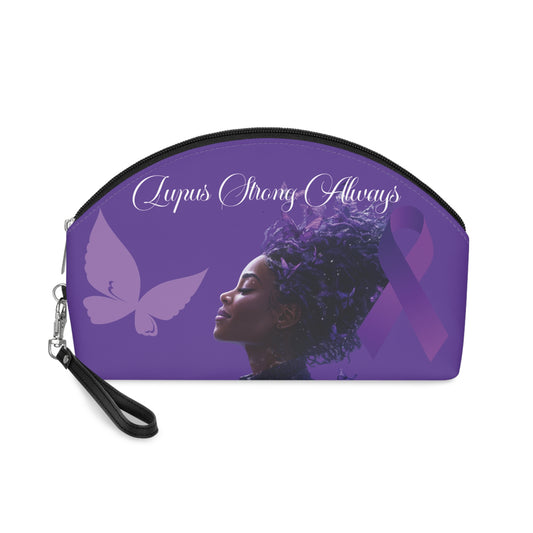 Lupus Awareness Makeup Bag, Purple Butterfly Ribbon Cosmetic Pouch, Lupus Support Cosmetics Case, Purple Ribbon Travel Toiletry Bag, Lupus